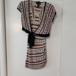 Heart Moon Star Black and Tan Sheath Mini Dress